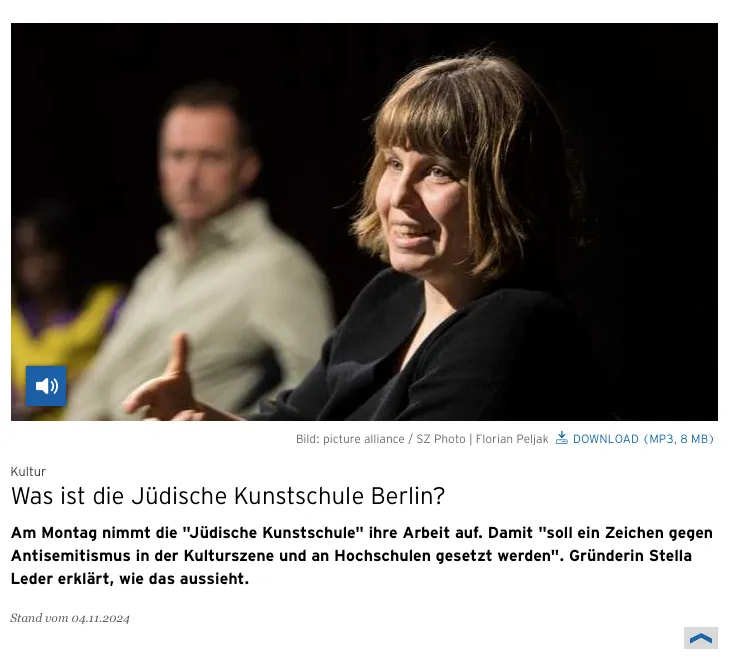 Screenshot des Artikels: Was ist die Jüdische Kunstschule Berlin?