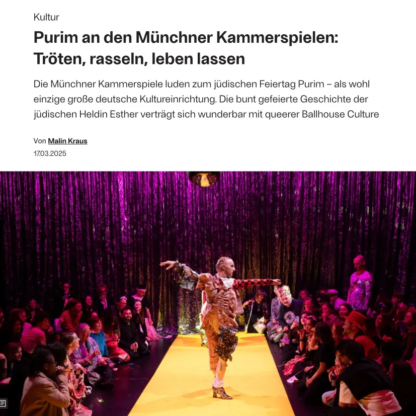 Screenshot des Beitrags Purim an den Münchner Kammerspielen: Tröten, rasseln, leben lassen