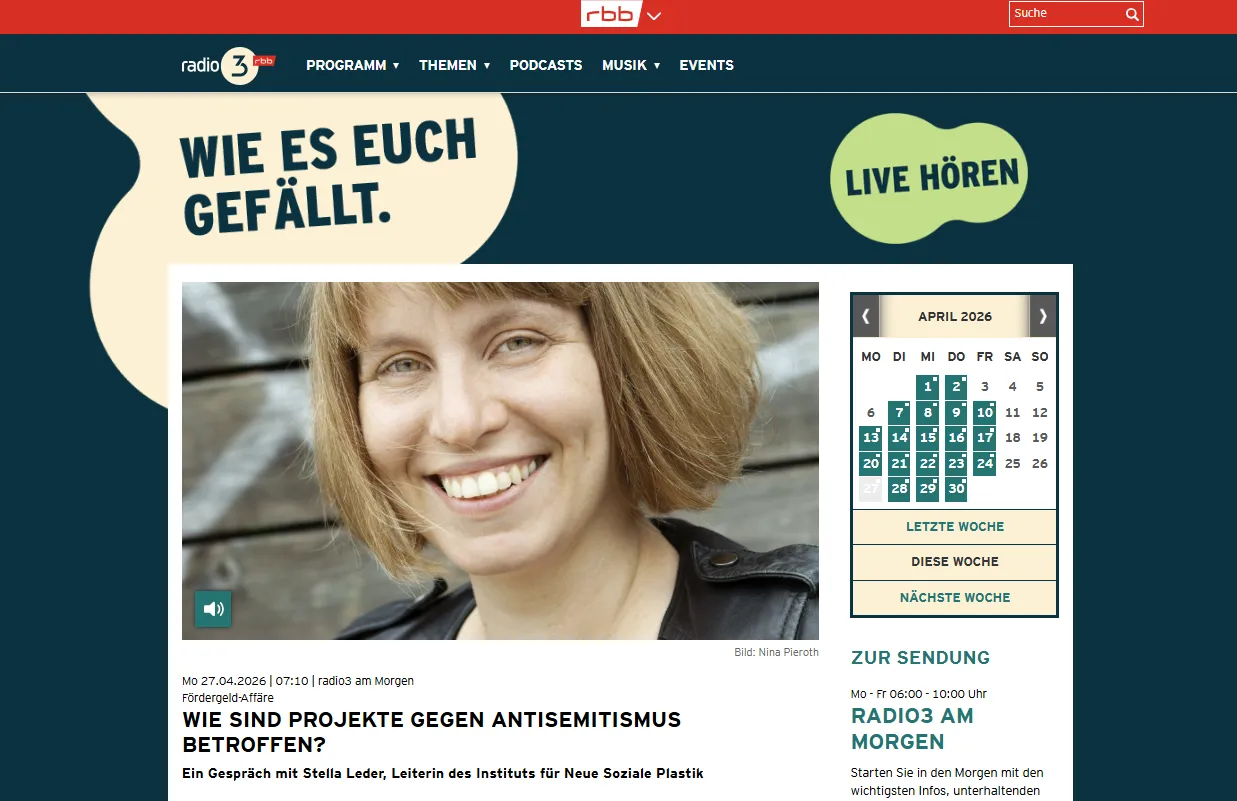 Screenshot des Beitrags "Fördergeld-Affäre – Wie sind Projekte gegen Antisemitismus betroffen?"