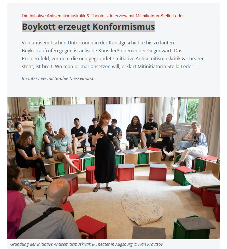 Screenshot des Beitrags auf Nachtkritik