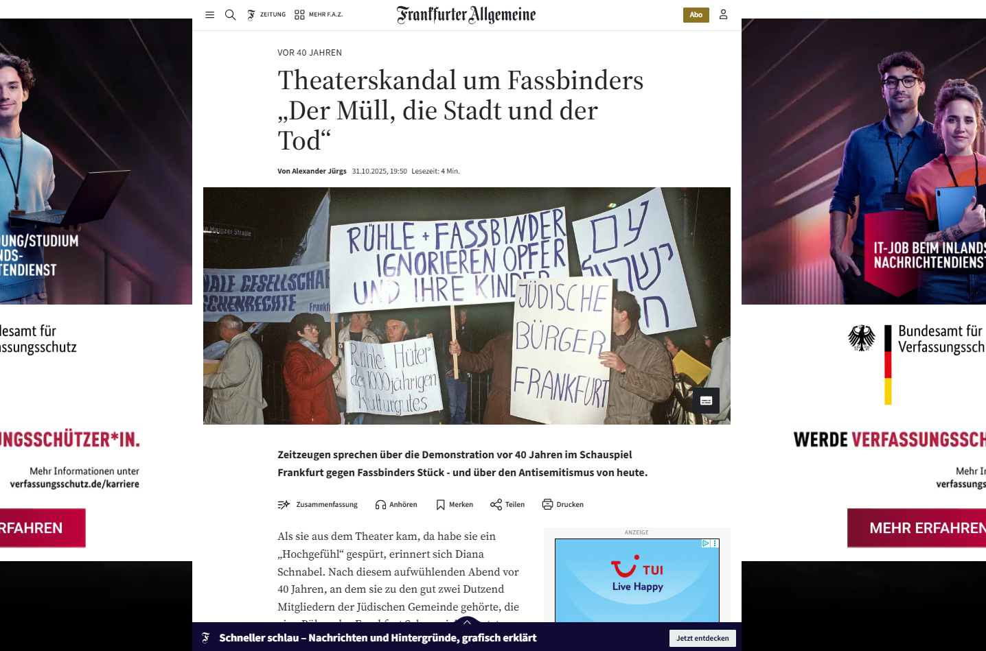 Gesicht zeigen: Bühnenbesetzung am 31. Oktober 1985.Picture Alliance