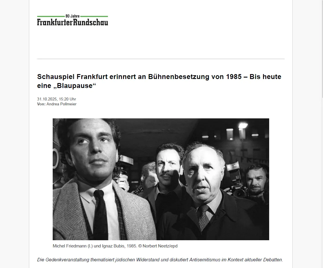 Michel Friedmann (l.) und Ignaz Bubis, 1985. © Norbert Neetz/epd