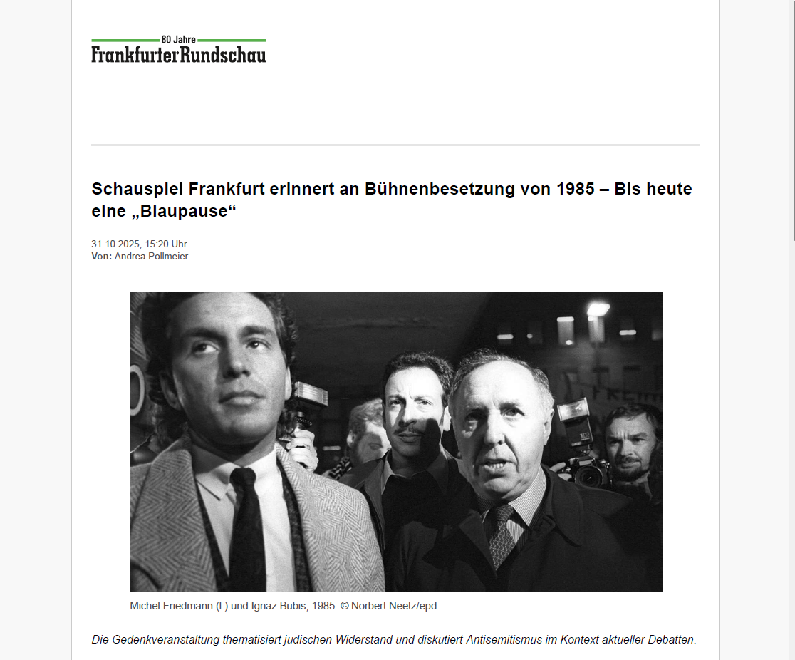 Michel Friedmann (l.) und Ignaz Bubis, 1985. © Norbert Neetz/epd