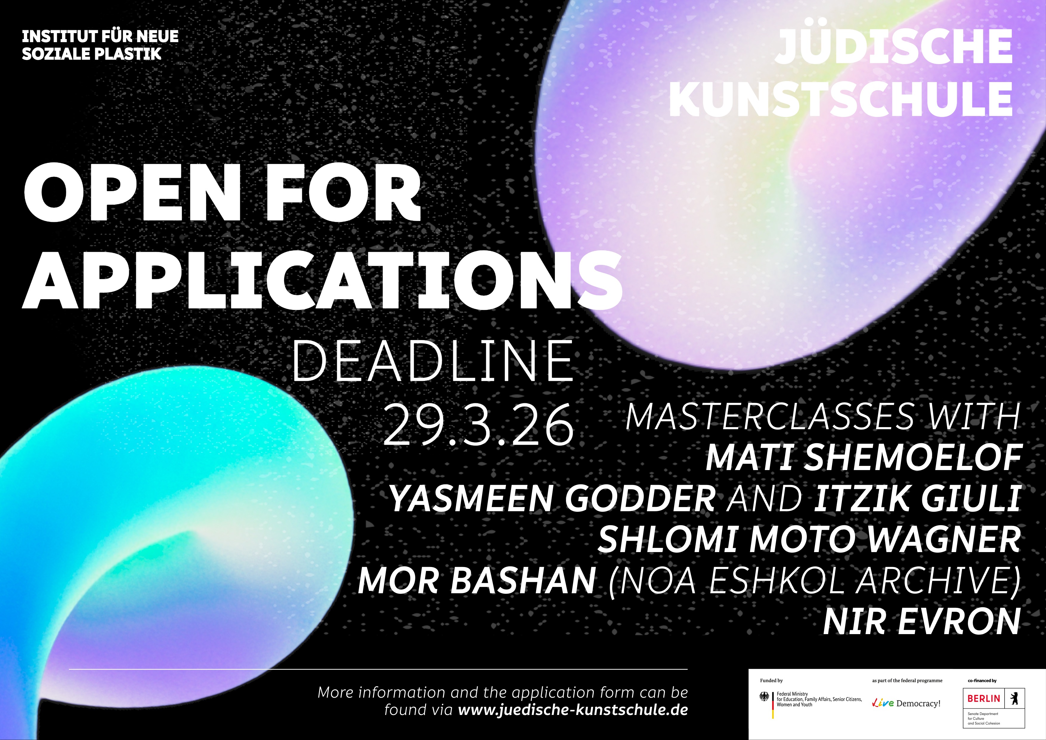 Grafik "Jüdische Kunstschule Open for Applications Deadline 29.3.26"